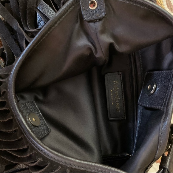 Saint Laurent Bags Yves Saint Laurent Black Suede Fringe Bag Ysl